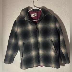 VTG LL Bean Wool Black and White Plaid Jacket